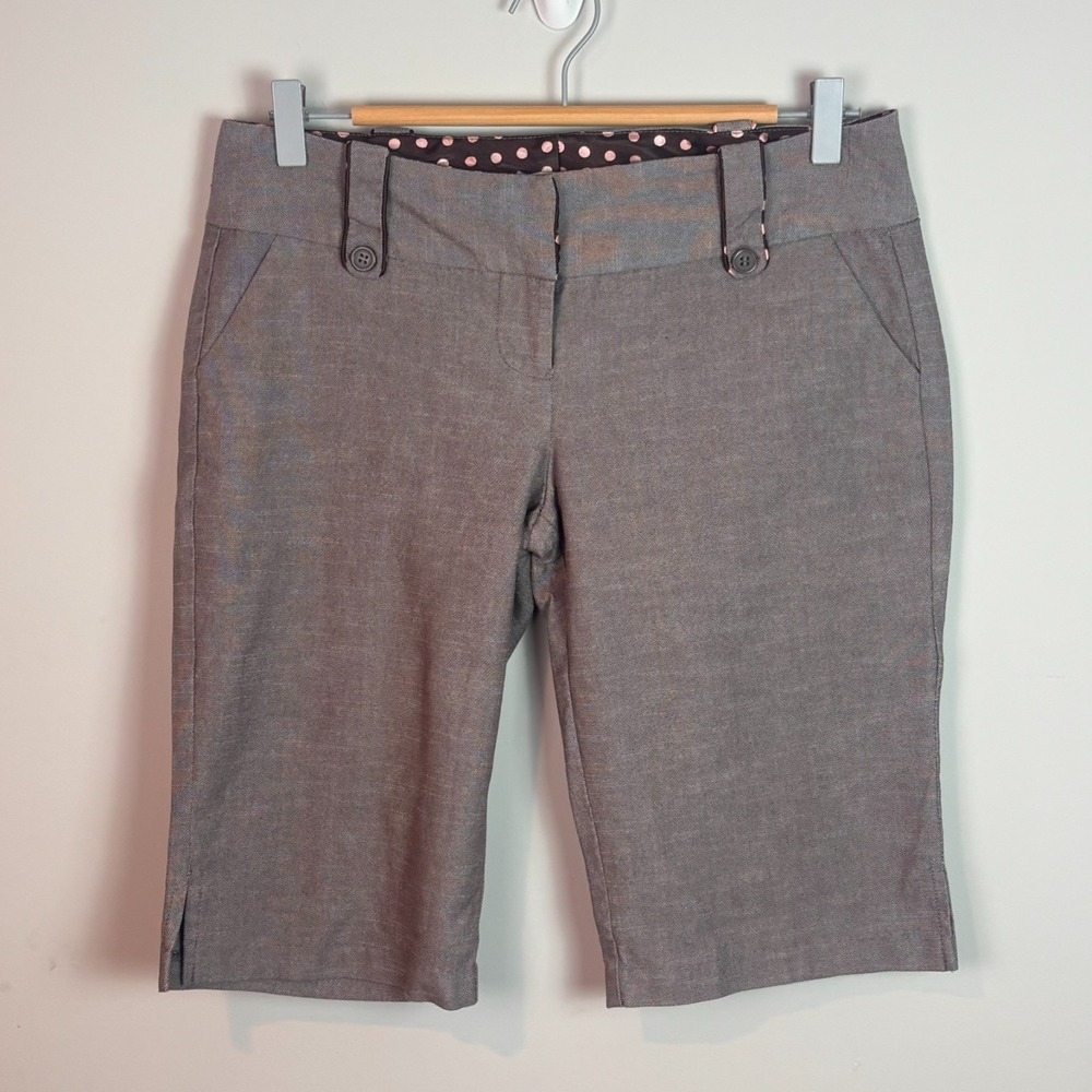 Charlotte Russe Y2K Brown Tweed Low Rise Bermuda Shorts Juniors sz 9 Retro